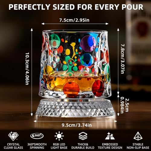 Vigirlc Hand-Painted Spinning Whiskey Glasses Set of 2 with Iceball Molds - image 4