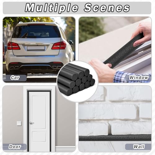 Image of Leyndo 12 Pcs 1.5 inchx 25.4 inch Long Backer Rod Closed Cell Caulking Filler Rope Concrete Crack Filler Expansion Joint Strips Caulk Saver Foam for Joints Crack Filling(Black)