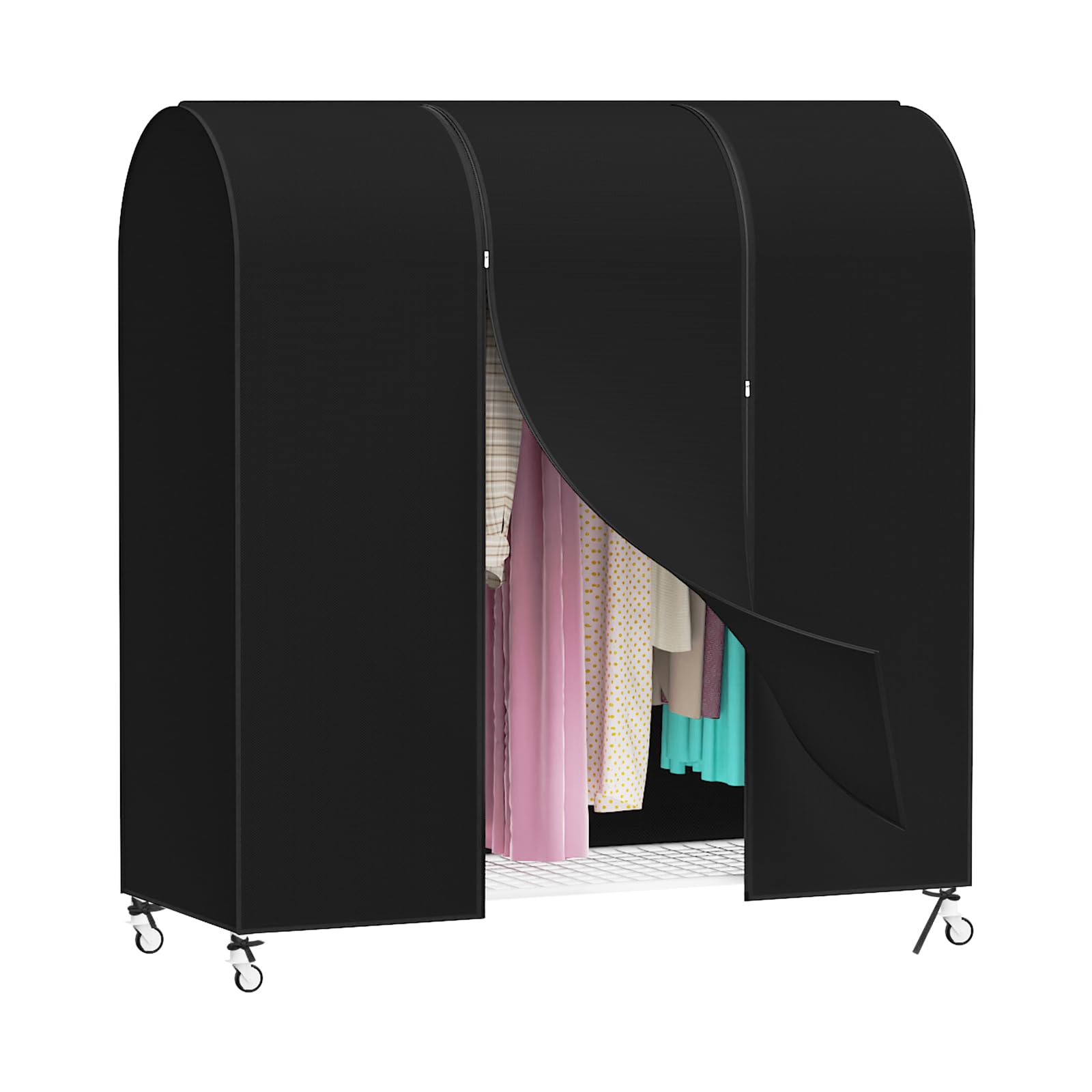 Syeeiex 4ft Transluzent Kleiderständer Abdeckung Mit Reißverschluss 127 x 152 x 50cm kleidersack Staubschutz Wasserdicht Kleiderbügel schutzhülle für Kleiderstange