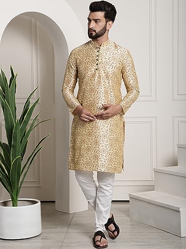 Image of Sojanya (Since 1958 Men'S Silk Blend Kurta Pyjama & Nehru Jacket Combo
