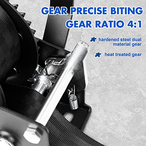 Xpv Auto Boat Trailer Winch 1200Lbs Hand Winch With 26Ft Blue Winch Strap, 2 Way Ratchet Manual Winch For Jet Ski Boat Towing Waterproof #TOP1