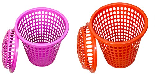Image of Plastic Durable Unbreakable 50 L 2 Royal Laundry Basket with Lid, Cap (Pink, Royal Red)