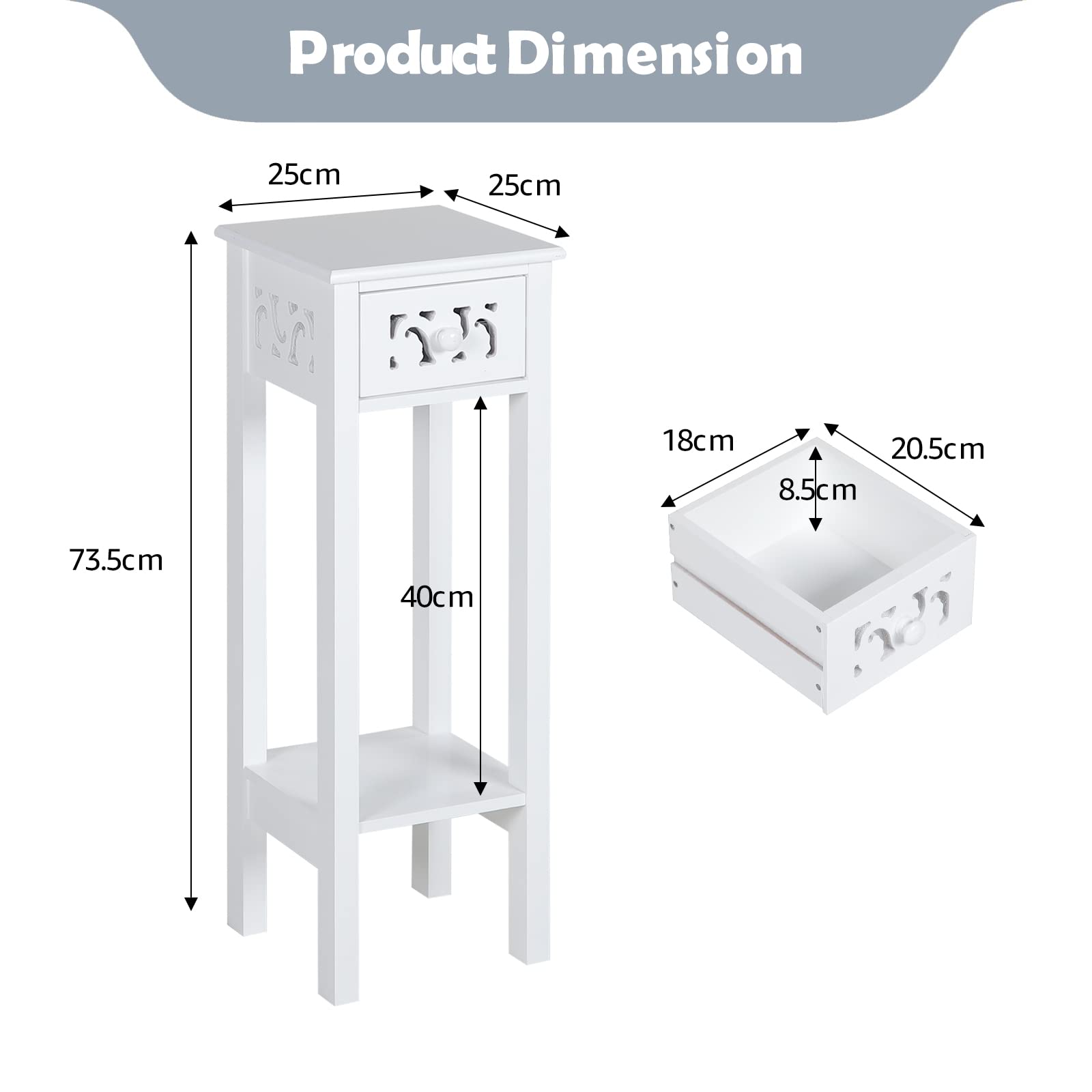 Unibos Provence Fretwork French Inspired Slim Bedside Table - View #5