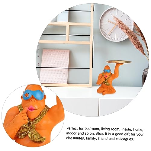 Alipis 2 Stück Orang-Utan-Tablett Dekoration Obsttabletts Tierteller Bürotablett Cocainebear-Snack-Servierschale Tierskulpturen Aufbewahrungstablett Snack-Tablett – Bild 4
