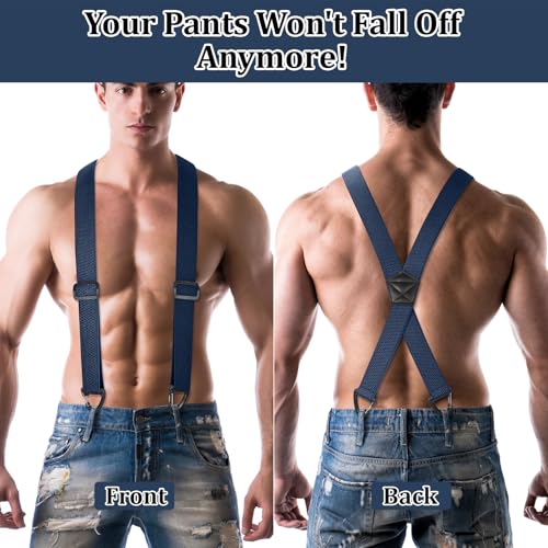 Image of SUNEZLGO Suspenders for Men Heavy Duty, X Back Hidden Suspender 1.5 inch Under Clothing, Adjustable Work Suspenders for Men Women