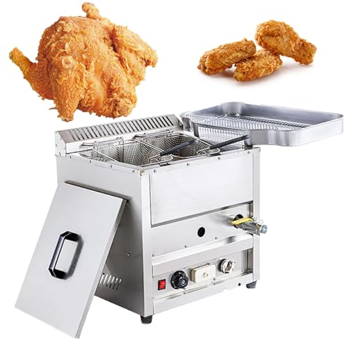 Freidora de gas comercial, GLP/propano, de acero inoxidable, para encimera de cocina, restaurante, 2 cestas