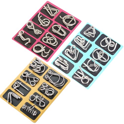ALONK 24 Stück Knobelspiele Set, 3D Brainteaser Metall Puzzle für Erwachsene und Kinder