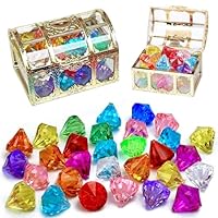 Edelsteine für Kinder, Acryl Diamanten, 30 Stück Diamanten Bunt Kinder Mit Geschenkbox,Diamantkristalle Transparent Edelsteine für Kindergeburtstag, Große Deko-Diamanten für Hochzeit Vasen Tischdeko