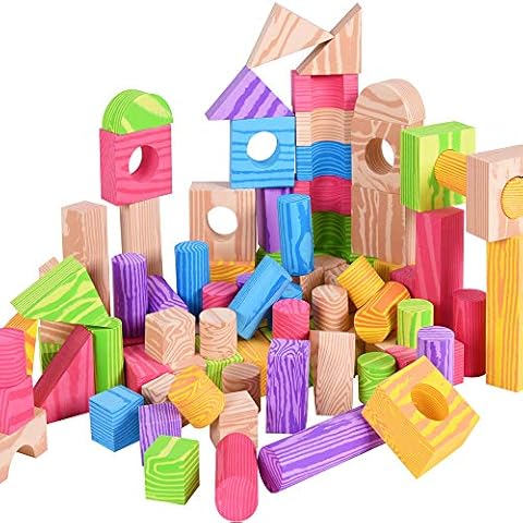 Spielwerk Building Blocks 100 XL Foam Building Blocks Wooden Design Soft Material Including Storage Bag Children's Toy Cover