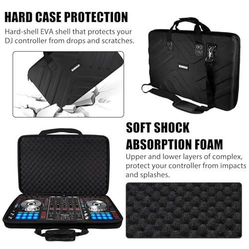 Image of DJ Case - 27.2 inchx15.7 inchx4 inch - Fits Pioneer DJ Controller RX,SX,SX2,SX3 /DDJ-FLX6 /Denon MC7000 - Hard Shell Traveling Case - EVA Protection - For DJ Equipment