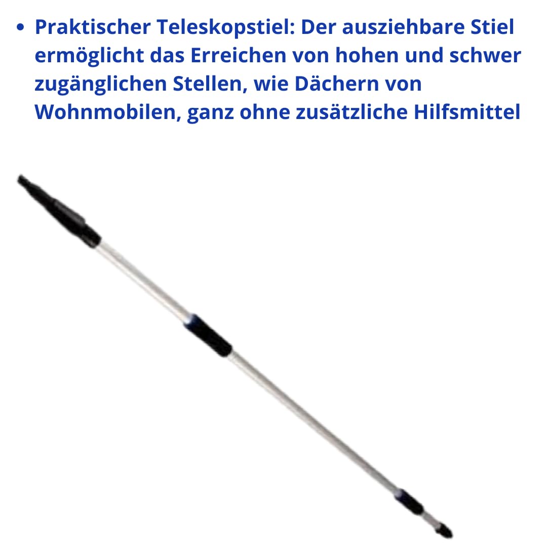 Spazzola telescopica per lavaggio - Manico telescopico da 170 a 300 cm - Spazzola per lavaggio auto, caravan, camion, furgoni, camper, pannelli fotovoltaici e verande - Spazzola telescopica