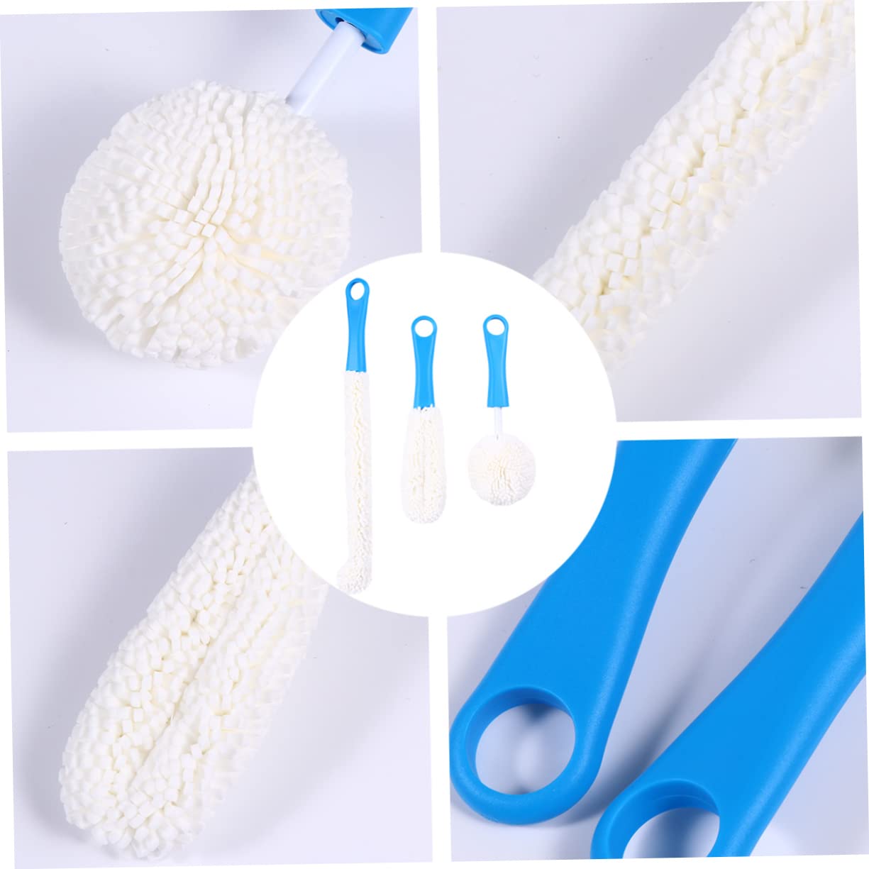 Juego de 6 cepillos flexibles para botellas, herramientas de limpieza de esponja flexible para botellas de cocina, espumas y grietas de difícil acceso, ideal para una limpieza fácil y eficiente