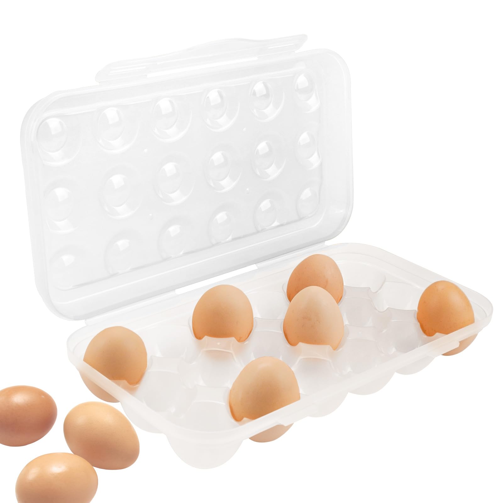 Boîte à oeufs en plastique transparent avec 18 plateaux antichocs