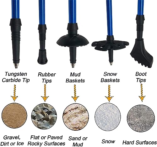 Image of Aluminum Collapsible Hiking Poles - Lightweight, Anti-Shock Trekking Sticks for Unisex - Adjustable Walking Poles With All Terrain Accessories and Carry Bag