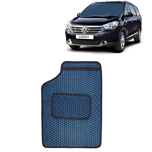 Image of Kingsway Dotted Design Car Floor Foot Mats Universal Fit for Renault Lodgy, Model Year : 2015 Onwards, Water and Dustproof, Color Blue, Set of 5 Pieces