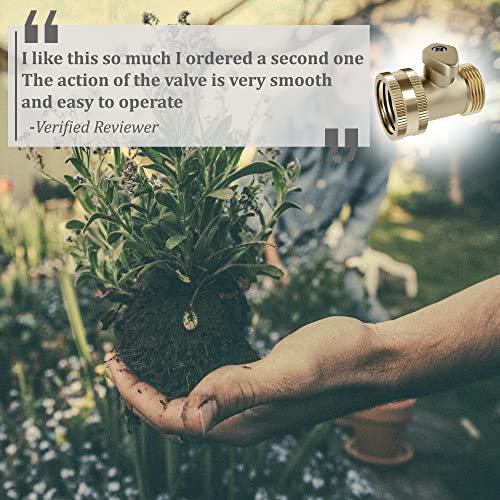 Dbr Tech Heavy Duty Brass Shut Off Valve, Garden Connector Attachment With Rubber Washers For Outdoor Lawn And Gardening Hoses, Leak Resistant Threading, 3/4 Inch, All Brass #TOP6