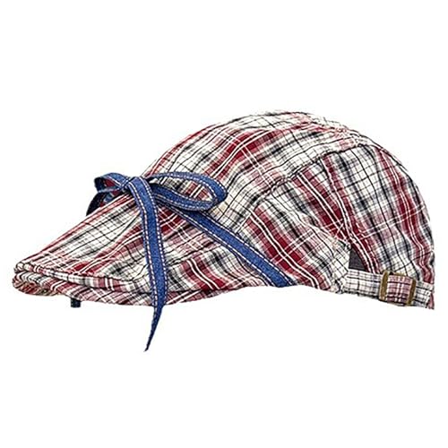 Girls Painter Hat French Hat Checkered for Holiday Photography Handmade Elegant Bowknot Painter Hat