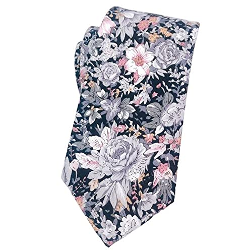 Image of Mantieqingway Men's Cotton Floral Neck Tie 2.56'' Printed Skinny Tie