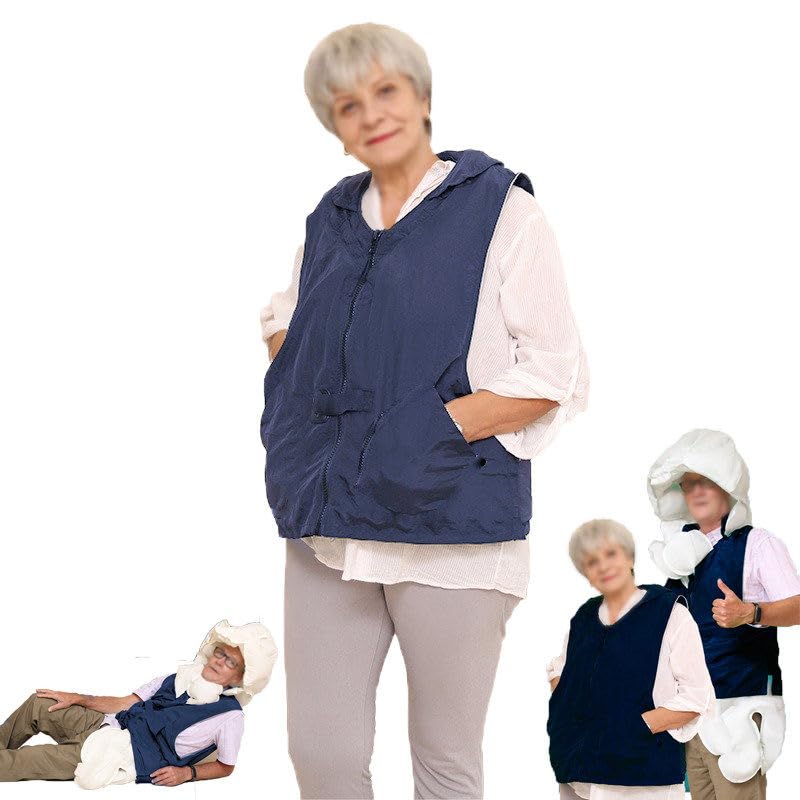 Chaleco Anticaída Con Airbag Y Aplicación, Chaleco Protector Para Personas Mayores, Con Alarma Monitoreo Remoto, Posicionamiento, Solicitud Ayuda Y Función Registros Deportivos,Blue-XXL
