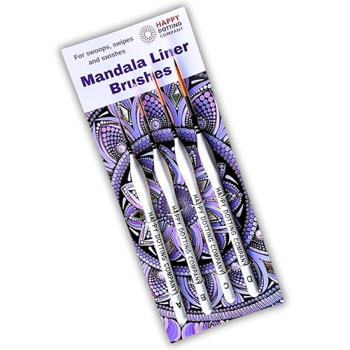 Mandala Liner Brushes for dot Mandala Art - 4 pc Liner Paint Brush Set - Happy Dotting Company - Perfect for swipes and swooshes - Another Dotting Tool