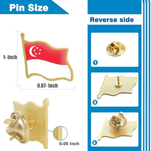 Image of 12 /24 /50 /100Pcs Singapore Flag Lapel Pins Bulk - Metal Singaporean National Lapel Pin