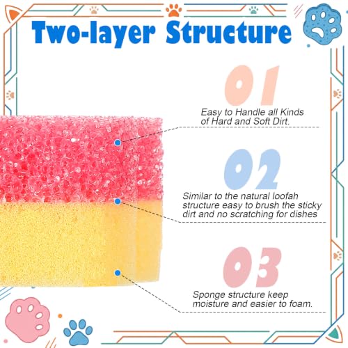 Image of FillTouch Cat Paw 3 Pcs Scrub Sponge, Pink, Orange, Blue