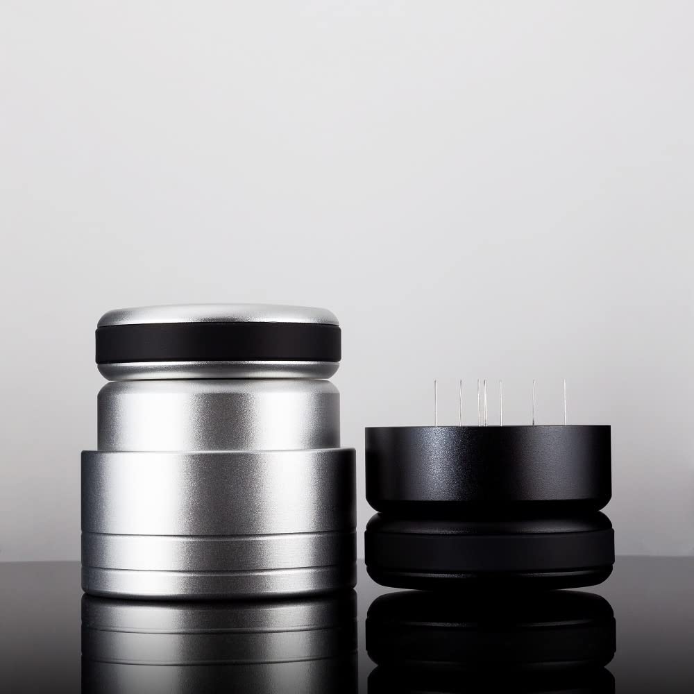 TJLSS Aguja Café Altura Ajustable 58 mm Distribuidor Nivelador Herramienta Prensa en Polvo Acero Inoxidable Tamper de café (Color : C)