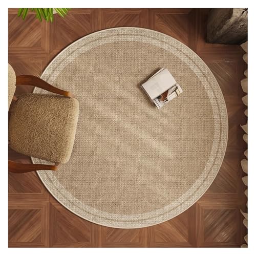 のレトロな円形カーペット、リビングルームの円形ベルベット滑り止めマット、ファミリーソファ、コーヒーテーブル、勉強用ブランケット(Original-apricot hemp,80*80)