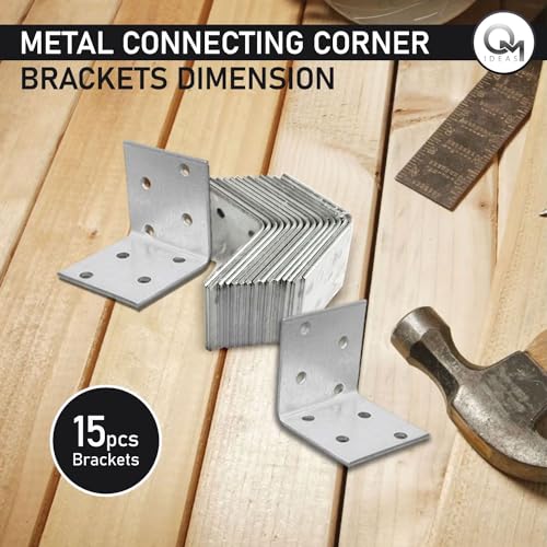 OMIDEAS 15 x Angle Brackets (40 x 40 x 40 x 2) Corner Metal Braces Wood Timber Galvanised Steel Sheet Connecting Joining Fixing L Repair Connector - Image 4