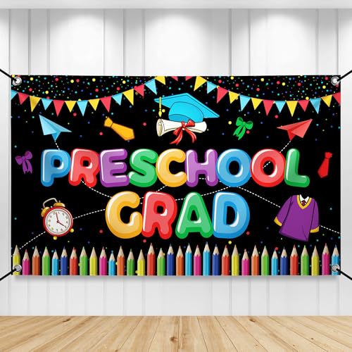 Image of KatchOn, Large Preschool Graduation Backdrop - 72x44 Inch | Preschool Graduation Banner for Preschool Graduation Decorations Class of 2026 Graduation Backdrop for Prek Graduation Decorations 2026