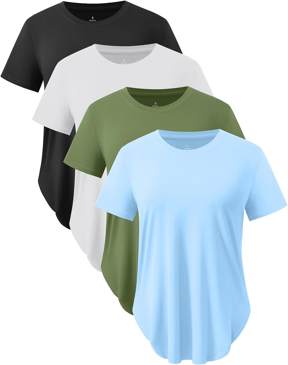 Star Vibe Women's Quick-Dry Short Sleeve Workout T-Shirt UPF 50+ Sun Protection Athletic Top for Yoga Gym Running 4 Pack