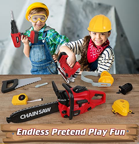 WishaLife Kids Tool Set - Toddler Tool Set with Toy Chainsaw, Electric Toy Drill, Pretend Play Construction Tools Toy Gifts for Kids Toddlers Boys Girls Ages 3 4 5 6 7 8 Years Old - Image 3