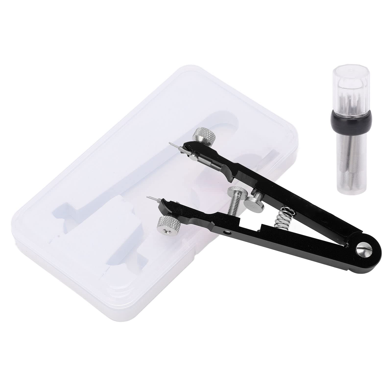 Pinza per barrette di fissaggio con 6 punte, strumento in lega di alluminio a forma di V per la rimozione dei cinturini degli orologi, set di pinzette di precisione per la (Nera)