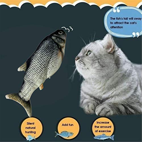 AmiAbi Cat Electric Chargeable Wagging Fish Simulação de brinquedo de pelúcia realista Catnip Soft G