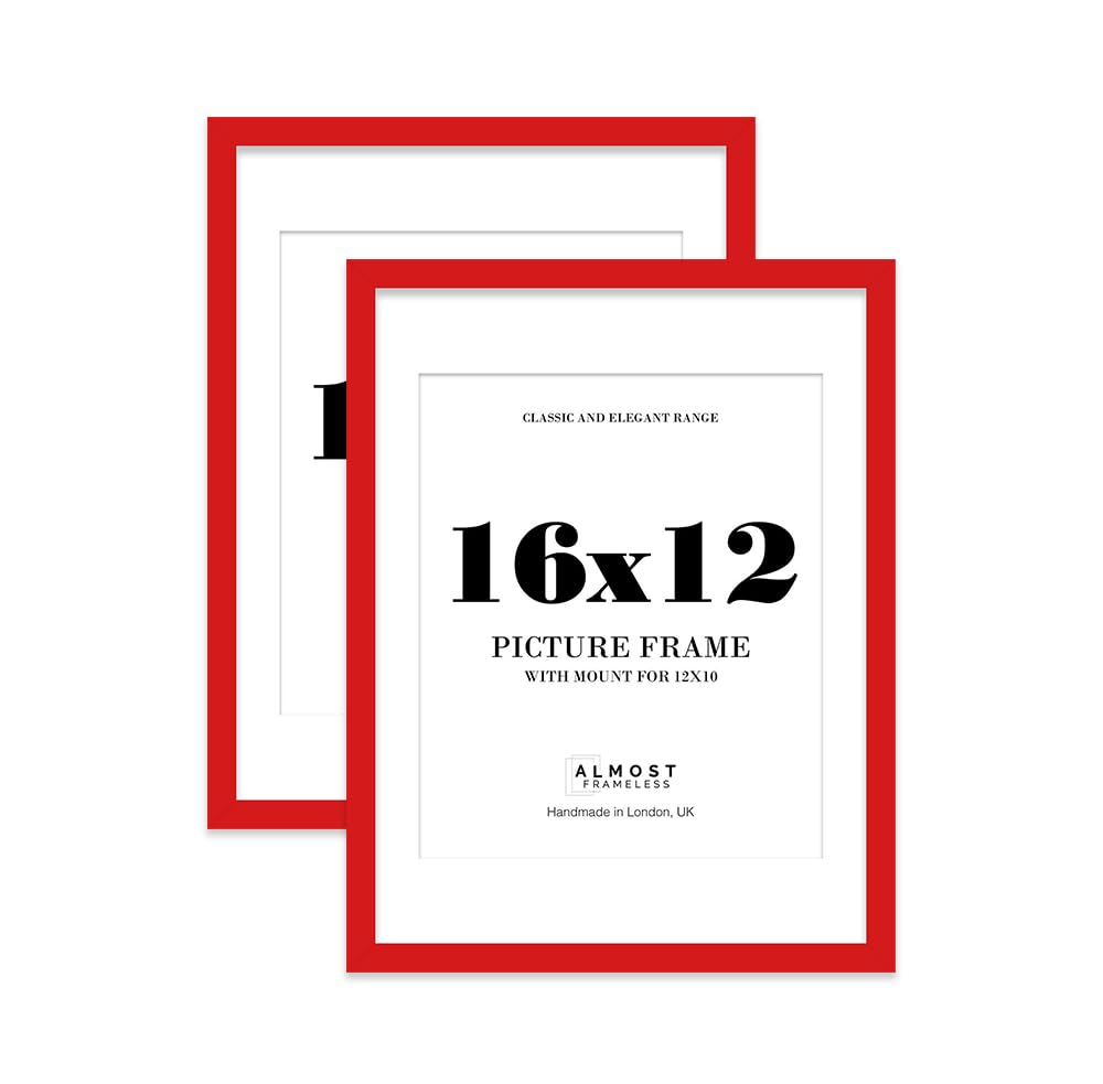 Red Picture Frame 16x12 With 12x10 Mount for Photos - Wall Display, Landscape or Portrait, 2 Pack