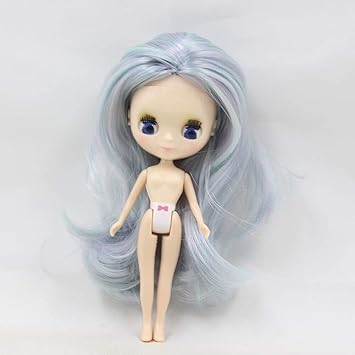 Amazon Tenasakuミニブライス人形紫 白 シルバーグレー 黄色の髪ミディアムヘアスタイルヌード工場人形ファッション女の子のおもちゃ 11 センチメートル コスメ アクセサリー おもちゃ