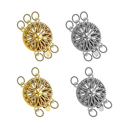 4pcs Collier Superposition Fermoir Argent et Or Couches Collier Fermoirs Bijoux Bracelet Fermoirs Connecteurs pour Bracelet Couches Collier Bijoux Artisanat Bracelet Couches Cover