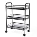 Produktbild Küchenregal 3-Lagen-Mesh-Rolling-Schwarzer Wagen, geeignet für Zuhause, Büro, Küche, Lagerwagen mit Rädern und 5 Seitenhaken