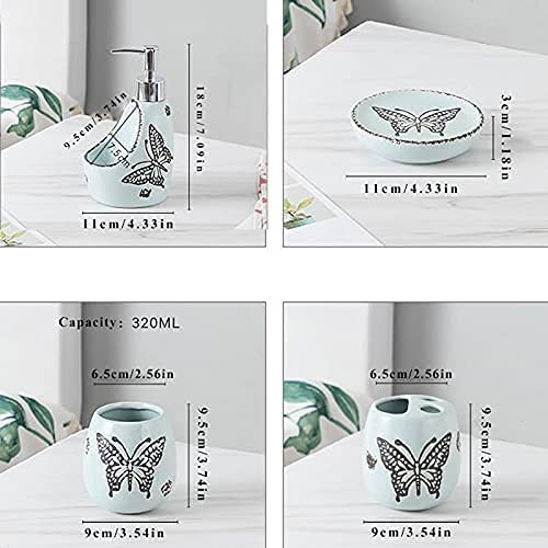 6-Delige Badkameraccessoireset Stijlvolle Keramiek Badaccessoires Badset Inclusief Zeepdispenser, Beker, Tandenborstelhouder, Zeepbakje, Dienblad Accessoires Voor Decoratiegeschenkset