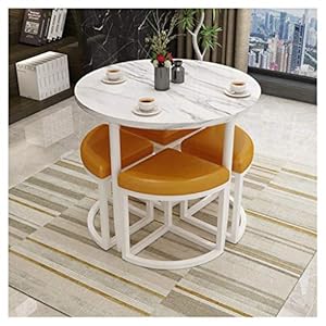 Balcony Table and Chair Combination Office Set 4 European Simplicity PU Leather Metal Library Restaurant Flower Shop…