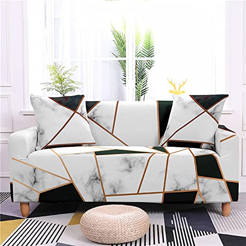 HUIJIE Easy-Going Sofa Slipcovers - Nordic Geometric Marble Printed Stretch Sofa Covers for Living Room, Four Seasons Universal 1/2/3/4-Seater Non-Slip Couch Cover,3,Seater 190,230Cm