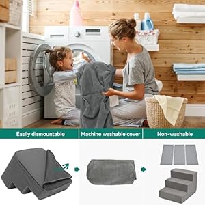 Dog-Stairs-for-High-Bed-and-Couch-Premium-Foam-Dog-Steps-for-Small-Dogs-Older-Pets-Non-Slip-Pet-Stairs-with-High-Strength-Boards-Removable-Washable-Cover-3-Tiers-Grey - Cucciolini Doodles   Dog-Stairs-for-High-Bed-and-Couch-Premium-Foam-Dog-Steps-for-Small-Dogs-Older-Pets-Non-Slip-Pet-Stairs-with-High-Strength-Boards-Removable-Washable-Cover-3-Tiers-Grey