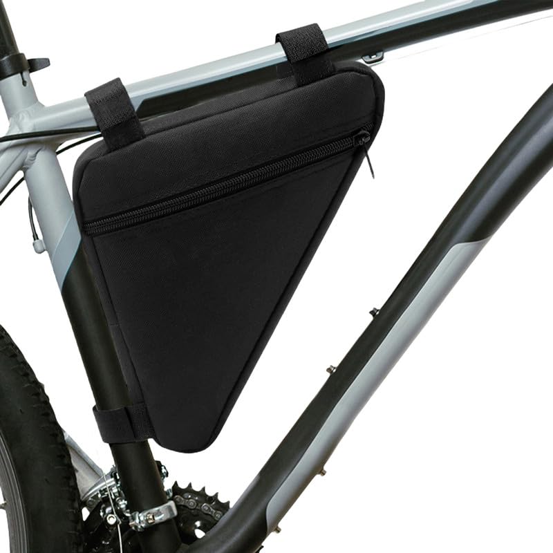 Borsa Telaio Triangolare per Bici, Manubrio Anteriore Impermeabile, Borse Portaoggetti Sottosella con Striscia Riflettente, Marsupio per Bici da Corsa e Mountain Bike