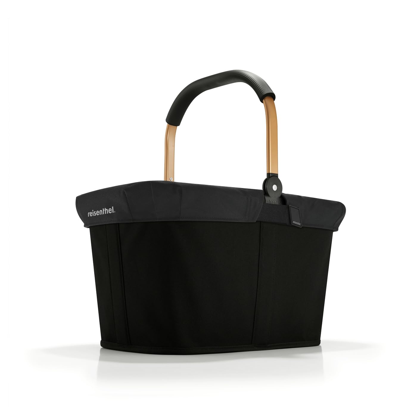 Reisenthel Set carrybag frame gold/black mit Cover black Stabiler Einkaufskorb mit praktischer Innentasche – Elegantes und wasserabweisendes Design