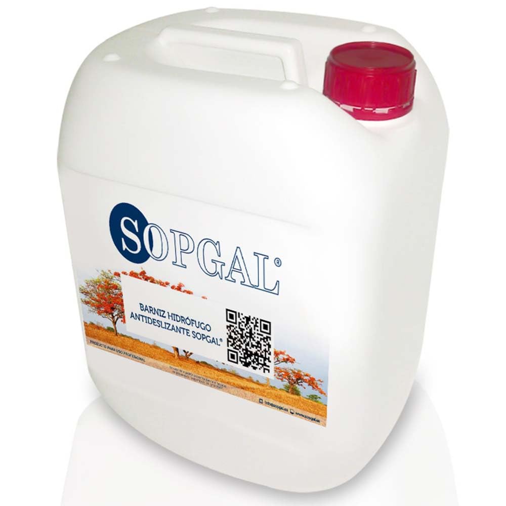 Hidrófugo Antideslizante para Suelos Sopgal 5L Acabado Incoloro Brillo | Repele el agua, mejora la seguridad al caminar y conserva el aspecto original del pavimento. Interior y exterior.