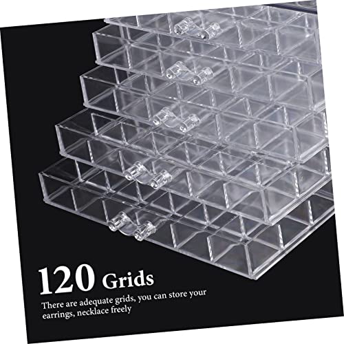 Boîte de rangement nail art transparente à 5 tiroirs et 120 compartiments - 6