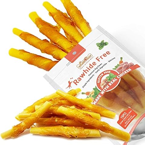 LuvChew Chicken Wrapped Dog Bone Treat Sticks with Glucosamine & Turmeric, Easy to Digest, Non-Rawhide Soft Chicken Cheese Dog Chew Treats 15pcs/Pack Cover