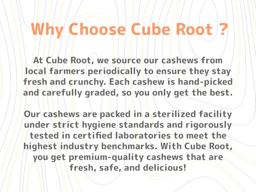 Image of Cube Root 100% Natural Whole Cashew Nuts 1kg (1000g), W240 Grade (Large size), Airtight Container, Dry Fruits