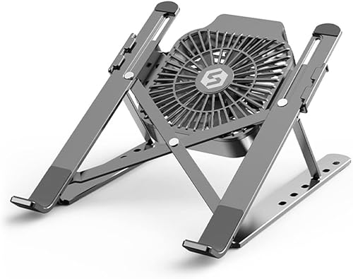 Laptop Stand Radiator Desktop Elevated Rack Portable Lift Bracket with Fan Base Support Base Durable (Color  Gray)