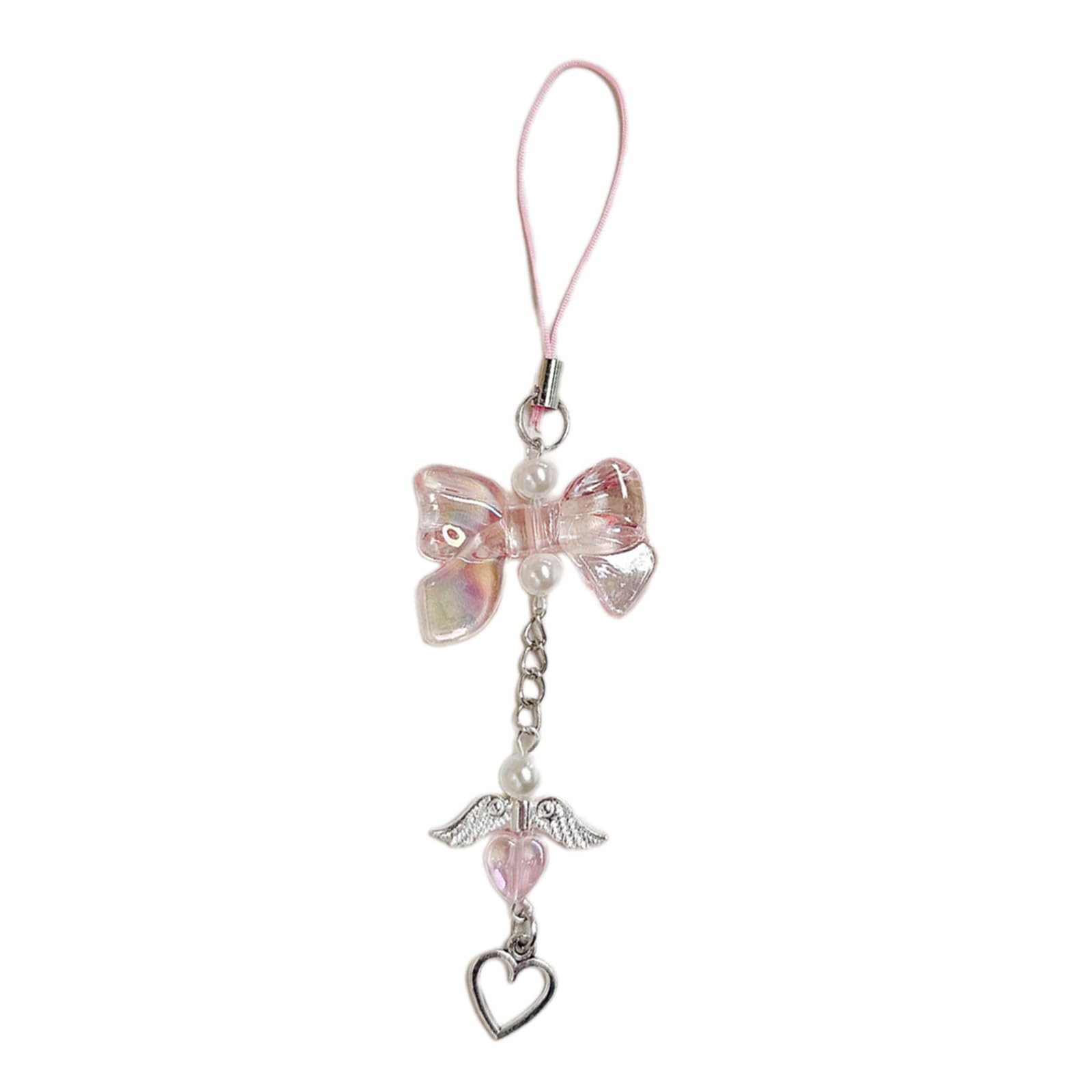 NEWFT Fashion Heart Phone Lanyard Stylish Phone Charm Bowknot Phone Embellishment Bag Pendant for Fashion Enthusiasts